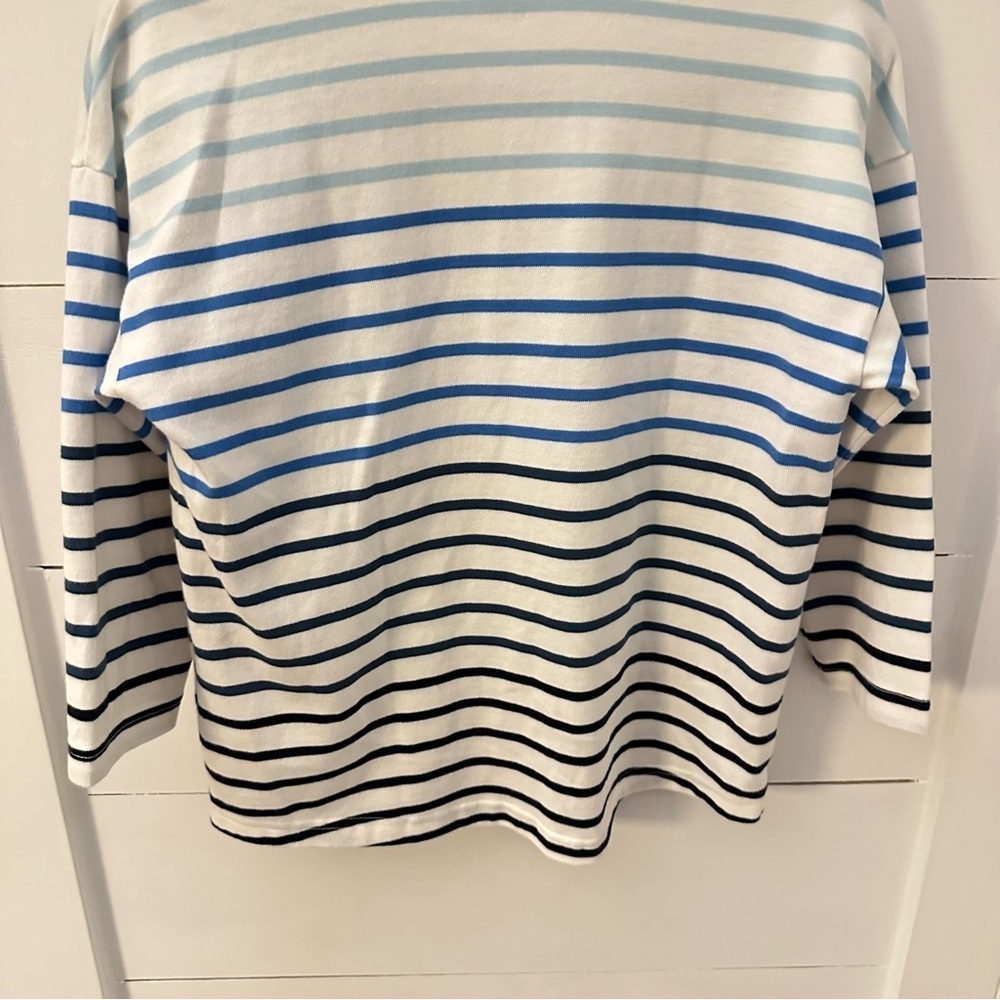 LL BEAN XSP Heritage Mariner striped collared woman 3/4 sleeve cotton top casual - Picture 13 of 14